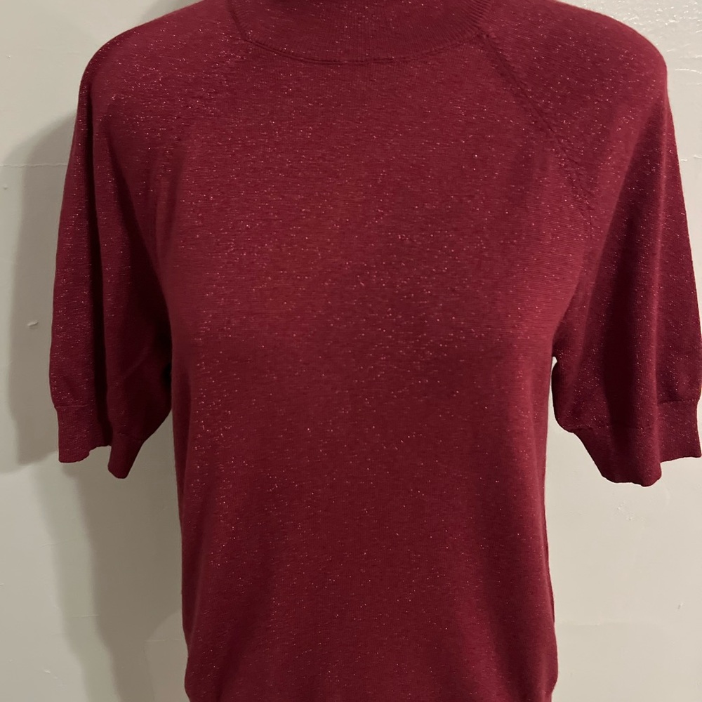 Mock Neck Metallic Top